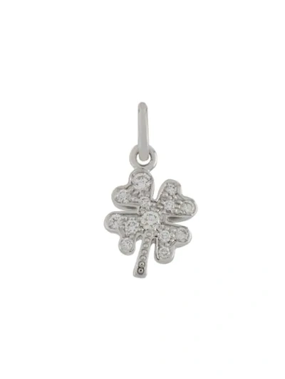 Dodo 18kt White Gold Four-leaf Clover Diamond Charm In Silver