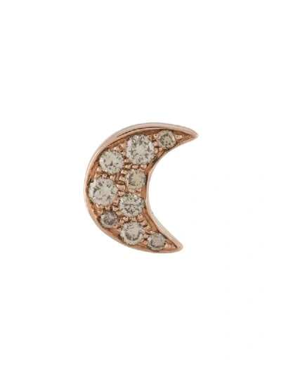 Dodo 9kt Rose Gold Moon Diamond Single Stud Earring In Crystal,gold
