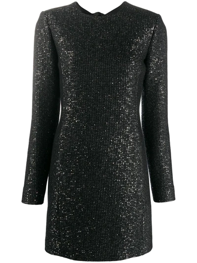 Saint Laurent Sequin-embellished Mini Shift Dress In Black
