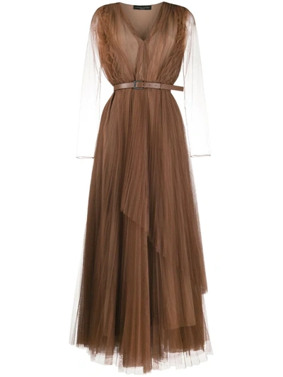 Fabiana Filippi Sheer Layer Dress In Brown