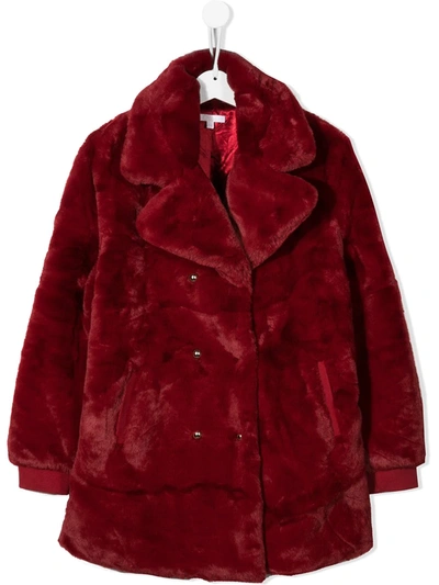 Chloé Kids' Little Girl's & Girl's Faux-fur Double-breasted Jacket In Red