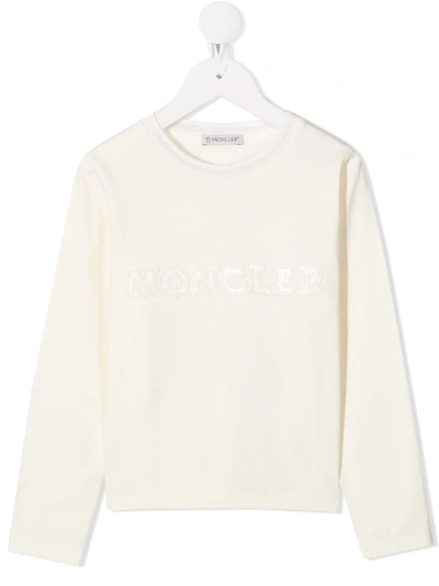 Moncler Kids' Logo-embroidered Sweatshirt In White