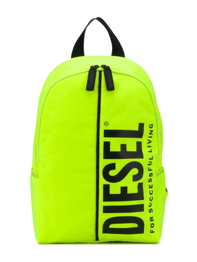 Diesel Teen Logo Print Backpack In Yellow