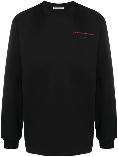 Alexander Wang Graphic Print Cotton Sweatshirt In Black