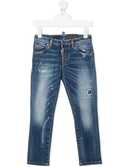 Dsquared2 Kids' Distressed Straight-leg Jeans In Blue