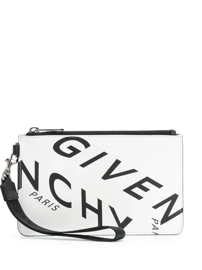Givenchy Refracted Logo Print Clutch In White