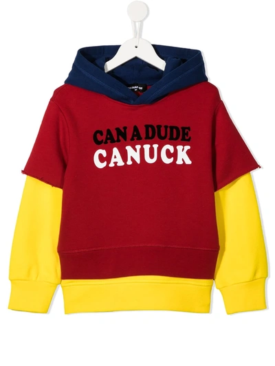 Dsquared2 Teen Can A Dude Canuck Print Hoodie In Red