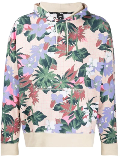 Nike Sb Floral-print Cotton Hoodie In Neutrals | ModeSens