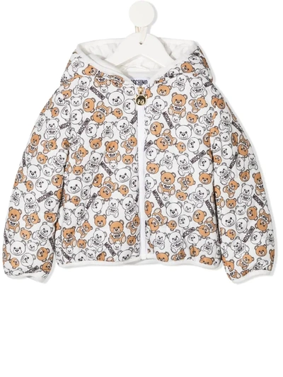 Moschino Babies' Teddy Bear Print Hooded Jacket In White