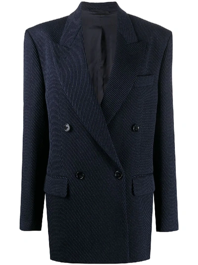 Acne Studios Double-breasted Twill Jacket Navy/black In Blue