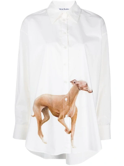 Acne Studios Dog-print Poplin Shirt White/brown