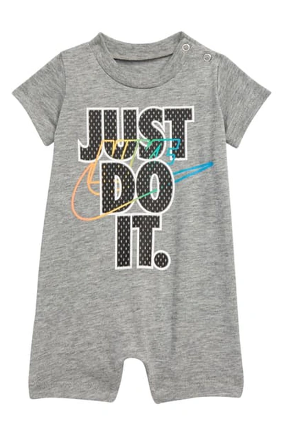 Nike Babies' Mesh Fill Graphic Romper In Dark Grey Heather