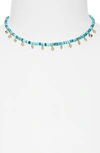 Kendra Scott Reece Beaded Choker In Gold Sea Green Mix