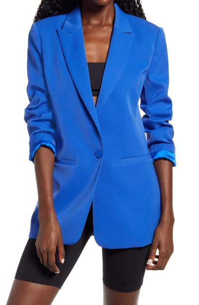Endless Rose Tailored Single Button Blazer In Cobalt Blue
