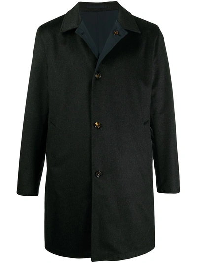 Kired Button-up Cashmere Coat In Black
