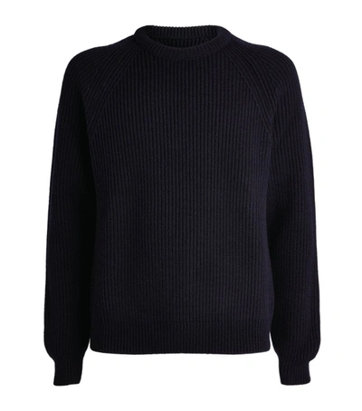 Maison Margiela Ribbed Knitted Sweater In Blue