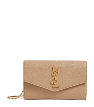 Saint Laurent Uptown Chain Wallet In Neutrals