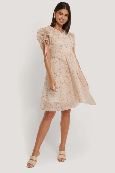 Na-kd Asymmetric Flowy Dress Pink In White Print