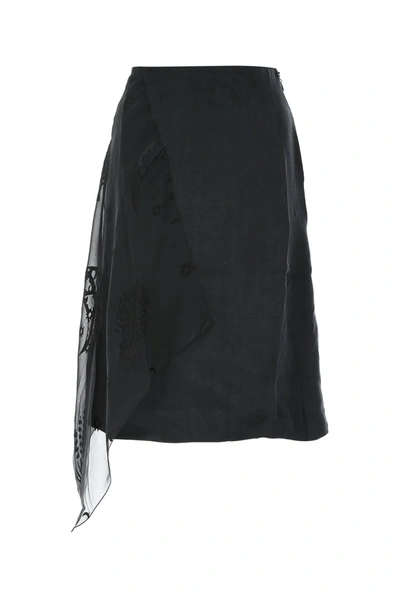 Marine Serre Contrasting Insert Midi Skirt In Black