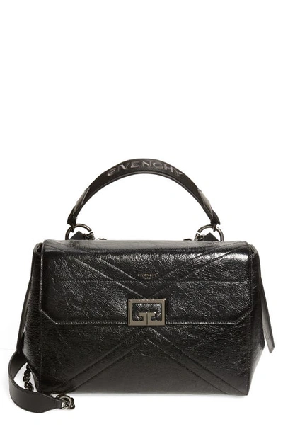 Givenchy Shiny Creased Leather Satchel In Black