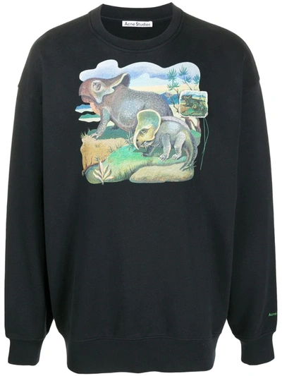 Acne Studios Dinosaur Print Sweatshirt Black