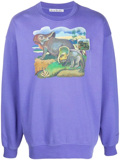 Acne Studios Dinosaur Print Sweatshirt Dusty Purple