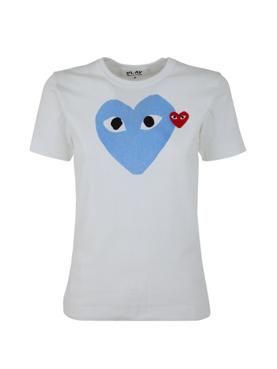 Comme Des Garçons Play Heart Print Crewneck T-shirt In White