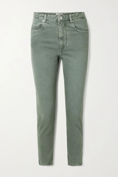 Isabel Marant Étoile Aliff Cropped Cotton-blend Corduroy Slim-leg Pants In Army Green