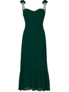 Reformation Nikita Chiffon-trimmed Ruffled Georgette Midi Dress In Forest Green