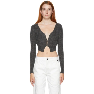 Jacquemus Alzou Cropped Mohair-blend Cardigan In Dark Gray