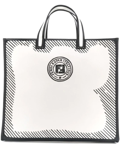 Fendi X Joshua Vides Logo-motif Tote Bag In White