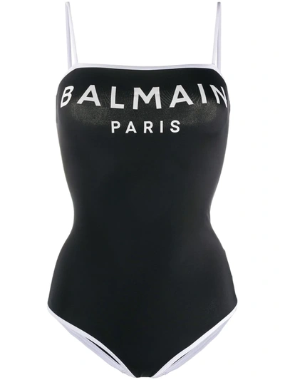 Balmain Logo Swimsuit In Black
