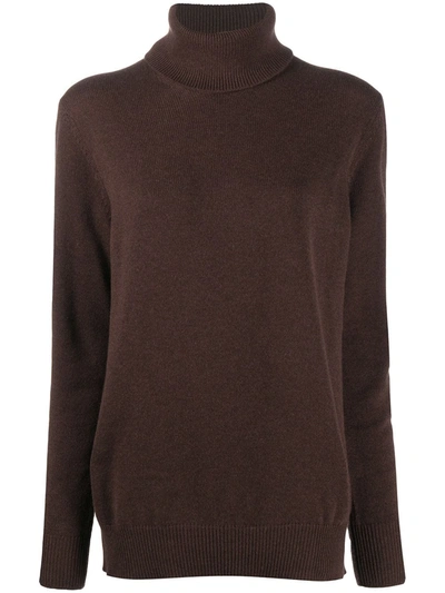 Dolce & Gabbana Drop-shoulder Roll-neck Jumper In Brown