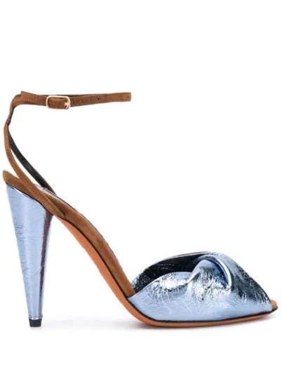 Missoni Two-tone Leather Sandals In Blue