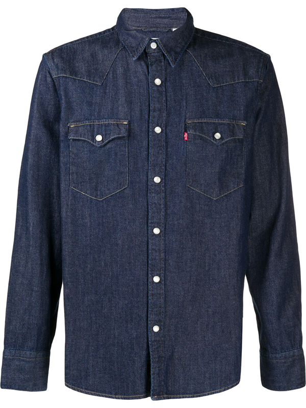 navy blue denim shirt