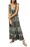 Free People Let's Smock About It Printed Maxi Dress In Black In Black Combo