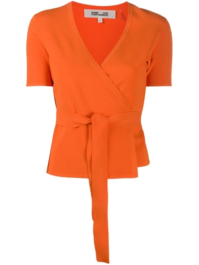 Diane Von Furstenberg Mirella Stretch-knit Wrap Top In Bright Orange