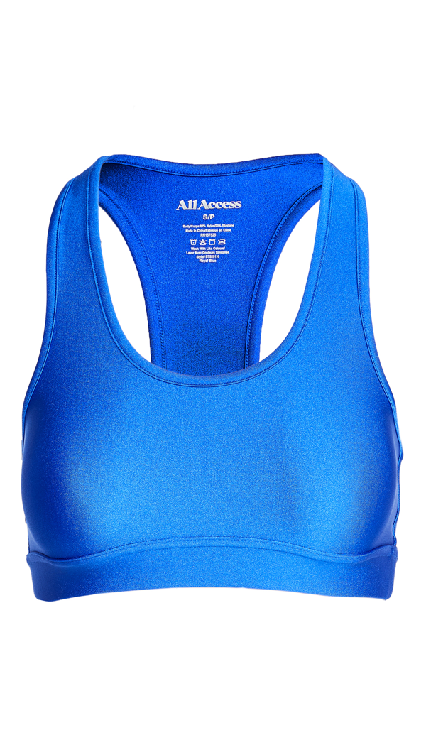 bright blue sports bra