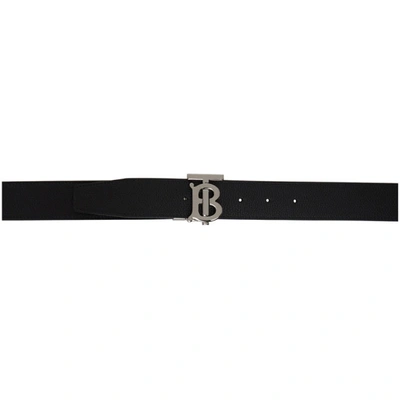 Burberry Reversible Black And Brown Tb Belt In Black A1189