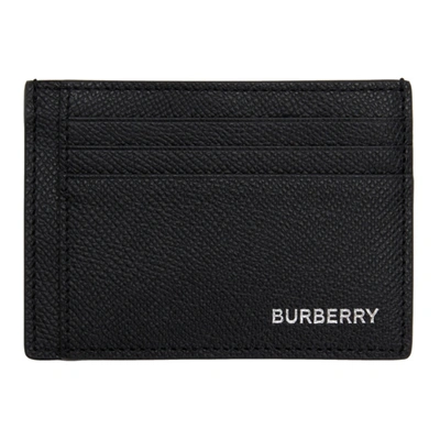 Burberry Grainy Leather Money Clip Card Case In Black
