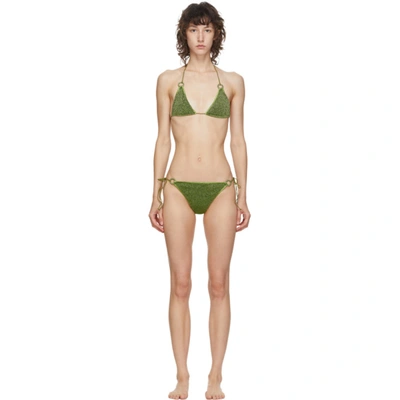 Oseree Microkini Ring-detail Bikini In Green