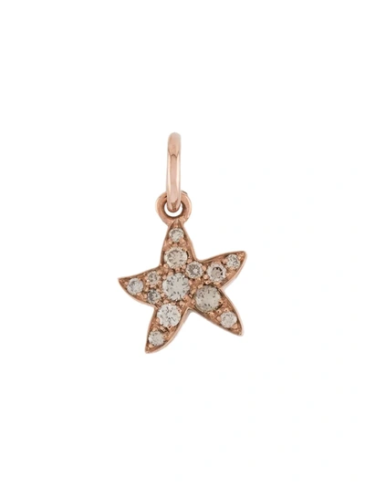 Dodo 9kt Rose Gold And Diamond Star Charm In Pink