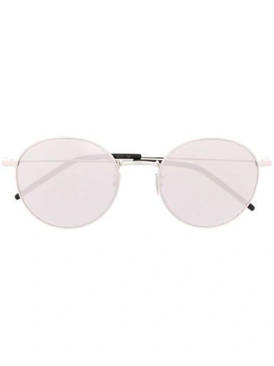 Saint Laurent Sl 250 Slim Sunglasses In Silver Color In Metallic