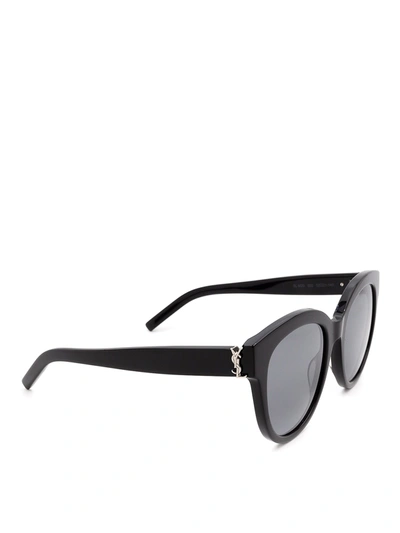 Saint Laurent Slm31 Round Acetate Sunglasses In Black