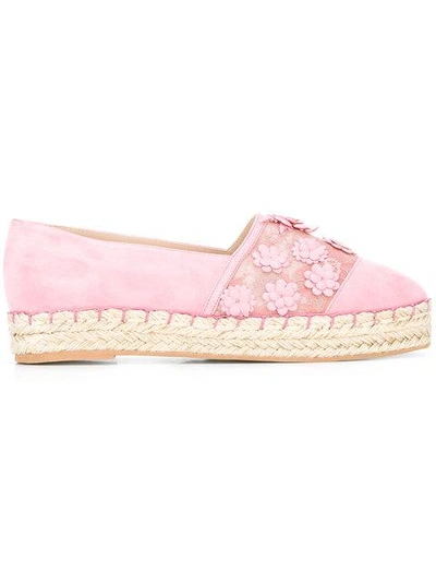 Elie Saab Floral Studs Espadrilles In Pink