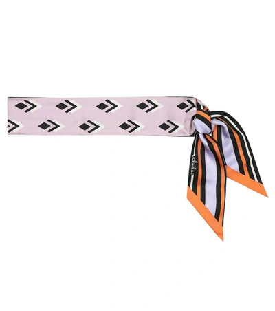 Valentino Geometric-print Silk-twill Scarf In Pink