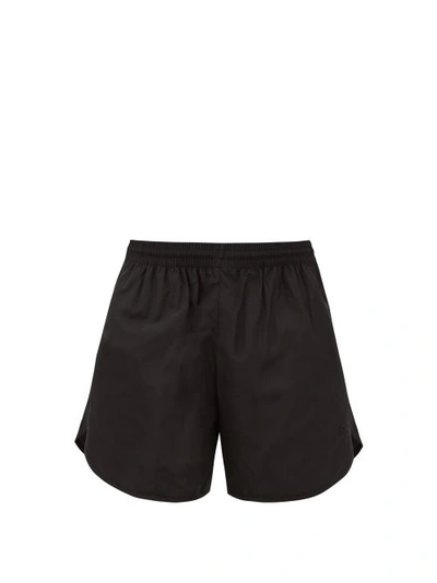 Balenciaga Bb-embroidered Shell Shorts In Black