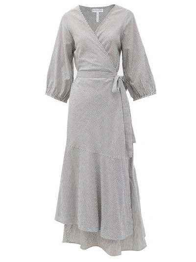 Apiece Apart Sierra Asymmetrical Organic-cotton Wrap Dress In Navy
