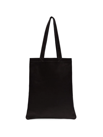 Rick Owens Stitched Logo-embossed Leather Tote Bag In Black