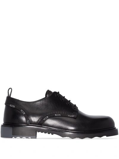 Valentino Garavani Garavani Leather Vltn Derby Shoes In Black